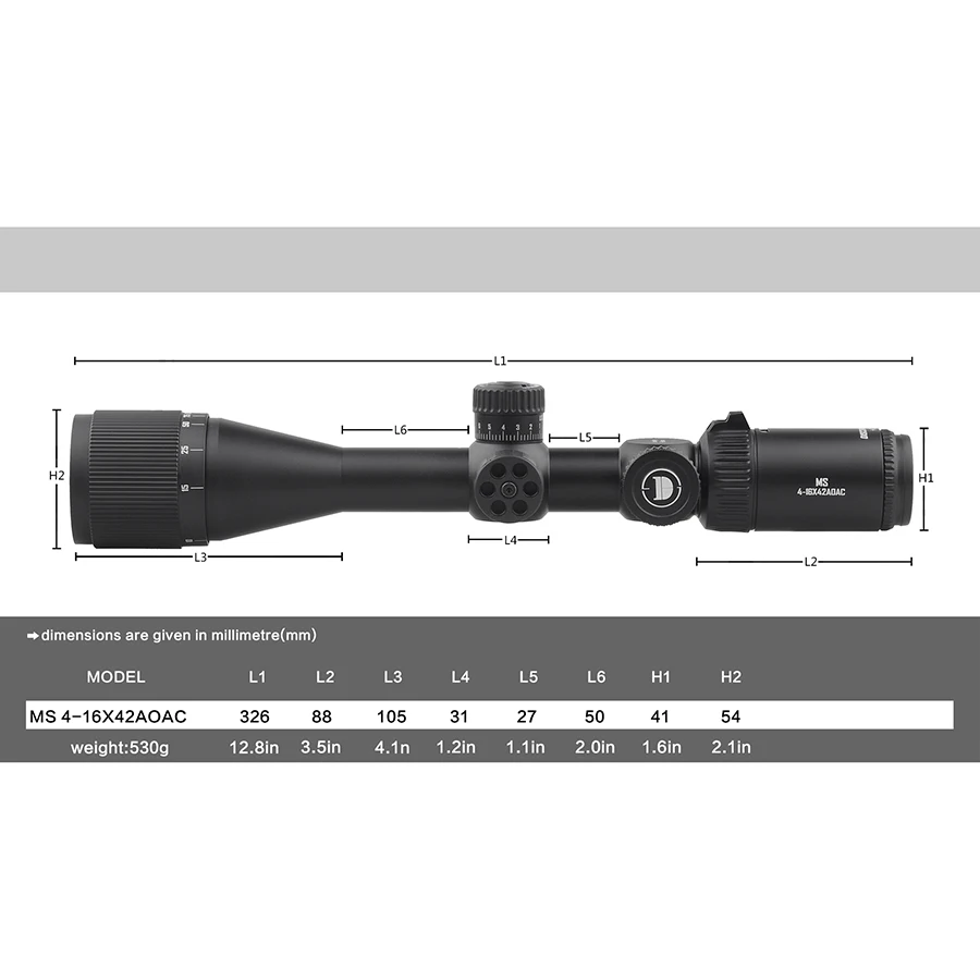 DISCOVERYOPT MS Anti Shock Proof Scope 4616 Long Range Scope 4-16 X Discovery Scope 4-16 42