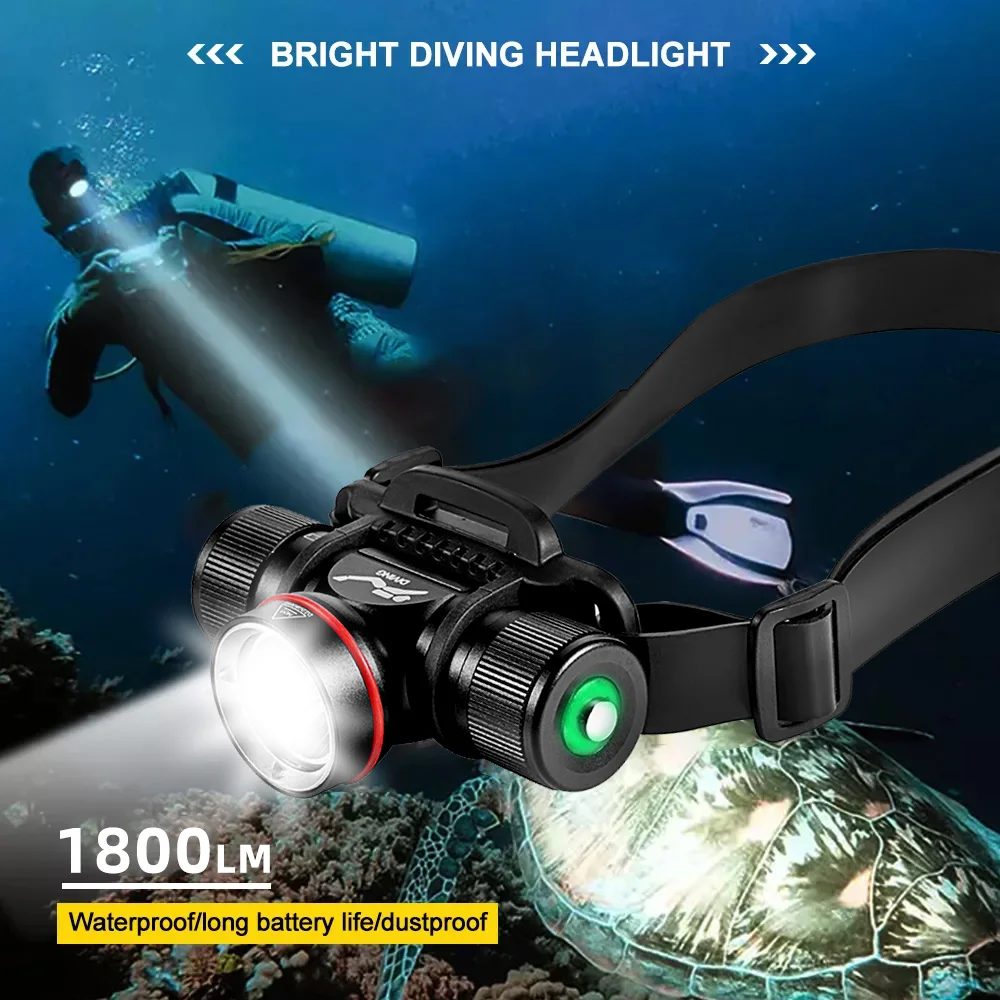 High Power Diving Headlamp IPX8 underwater 60 meters L2 Led Dive Head Torch Headlight For Diving head lamp