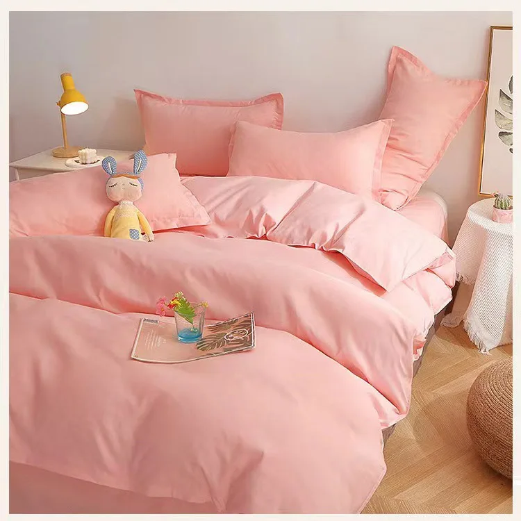 2024 New comfortable simple style Skin friendly cotton bed sheet washed cotton bed sheet