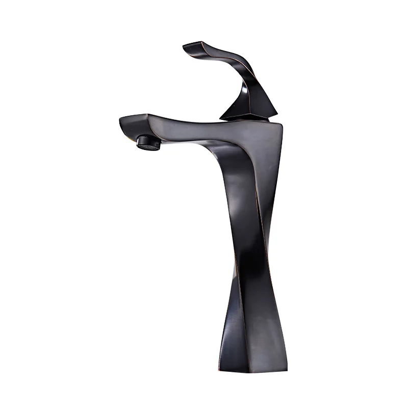New Design Twist Black And Chrome Bathroom Sink Taps Single Handle Wash Hot Cold Mixer Basin Faucet