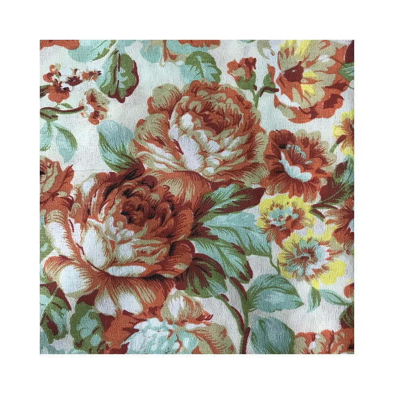 
100% polyester Rose pattern fabric with pigment printing bedding fabric curtain fabric flower design 