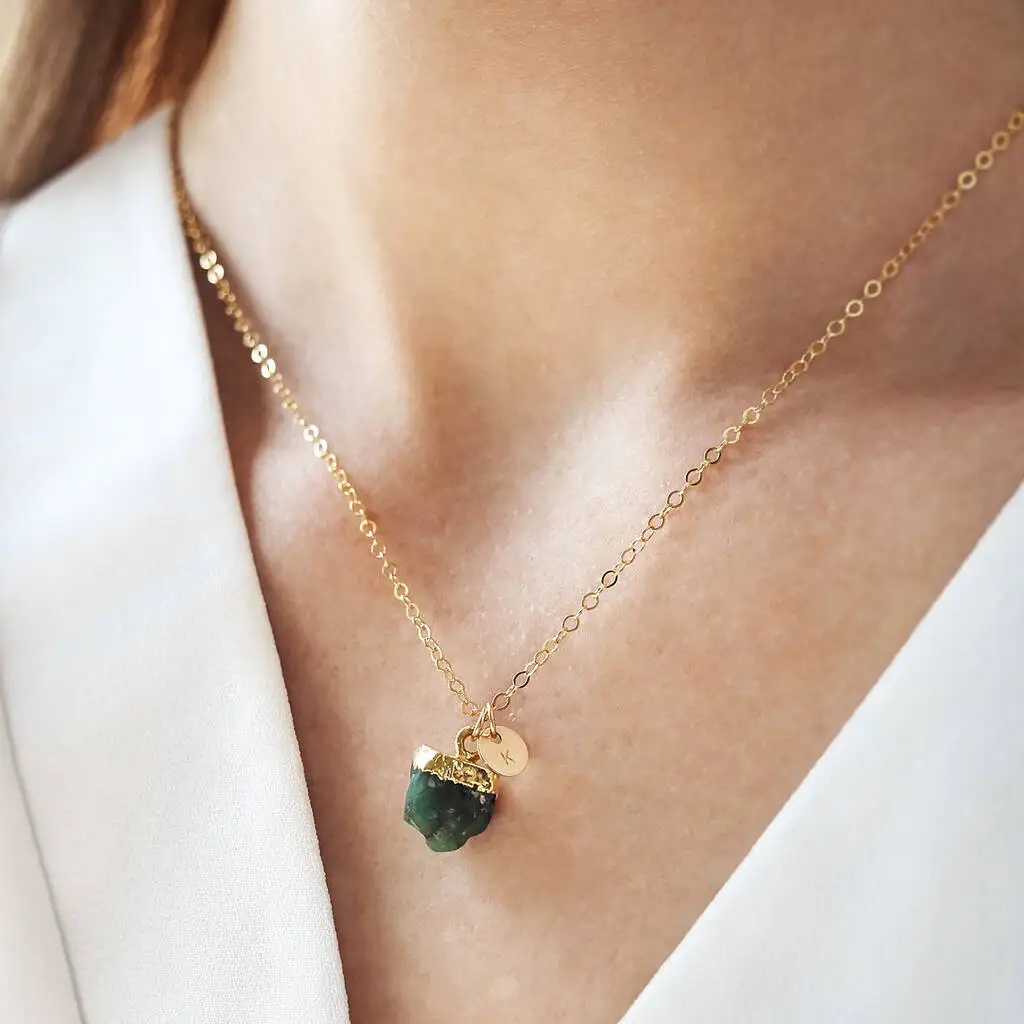 Personalised may green birth stone necklace Emerald May Birthstone Necklace 925