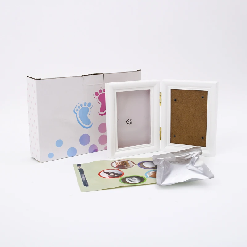 2024Baby baby fingerprint solid wood photo frame set baby souvenir.