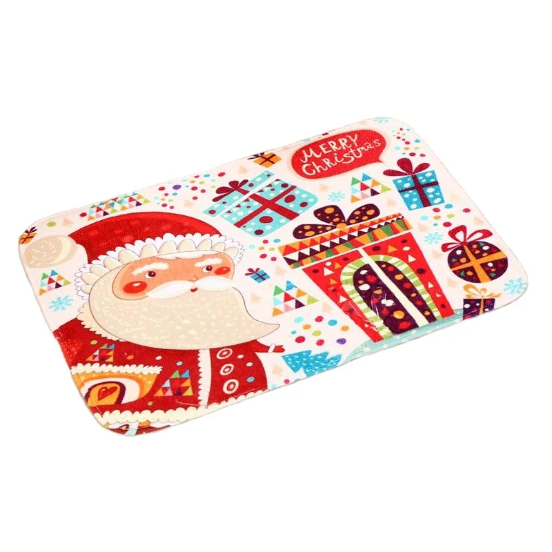 Cartoon Christmas Floor Mats Santa Claus Printed Carpets Anti-slip Rugs Bathroom Kitchen Carpets Doormats for Living Room Gift