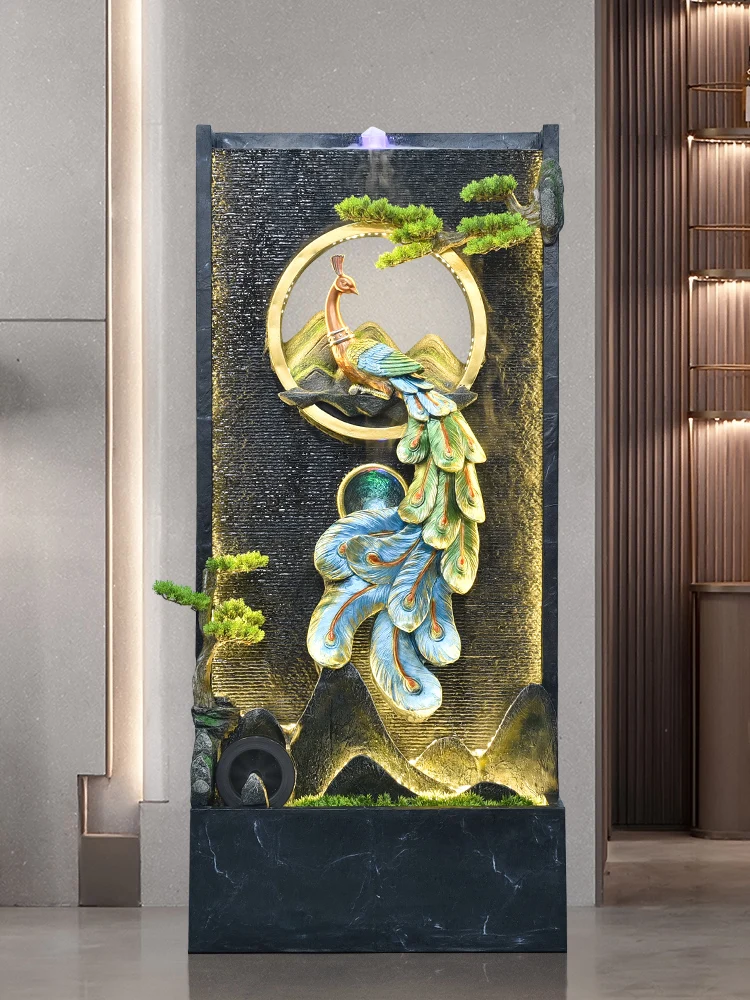 Peacock Fountain Furnishings Indoor Porch Screen Living Room Hotel Company Decoration Housewarming Opening Gift Water Fountain