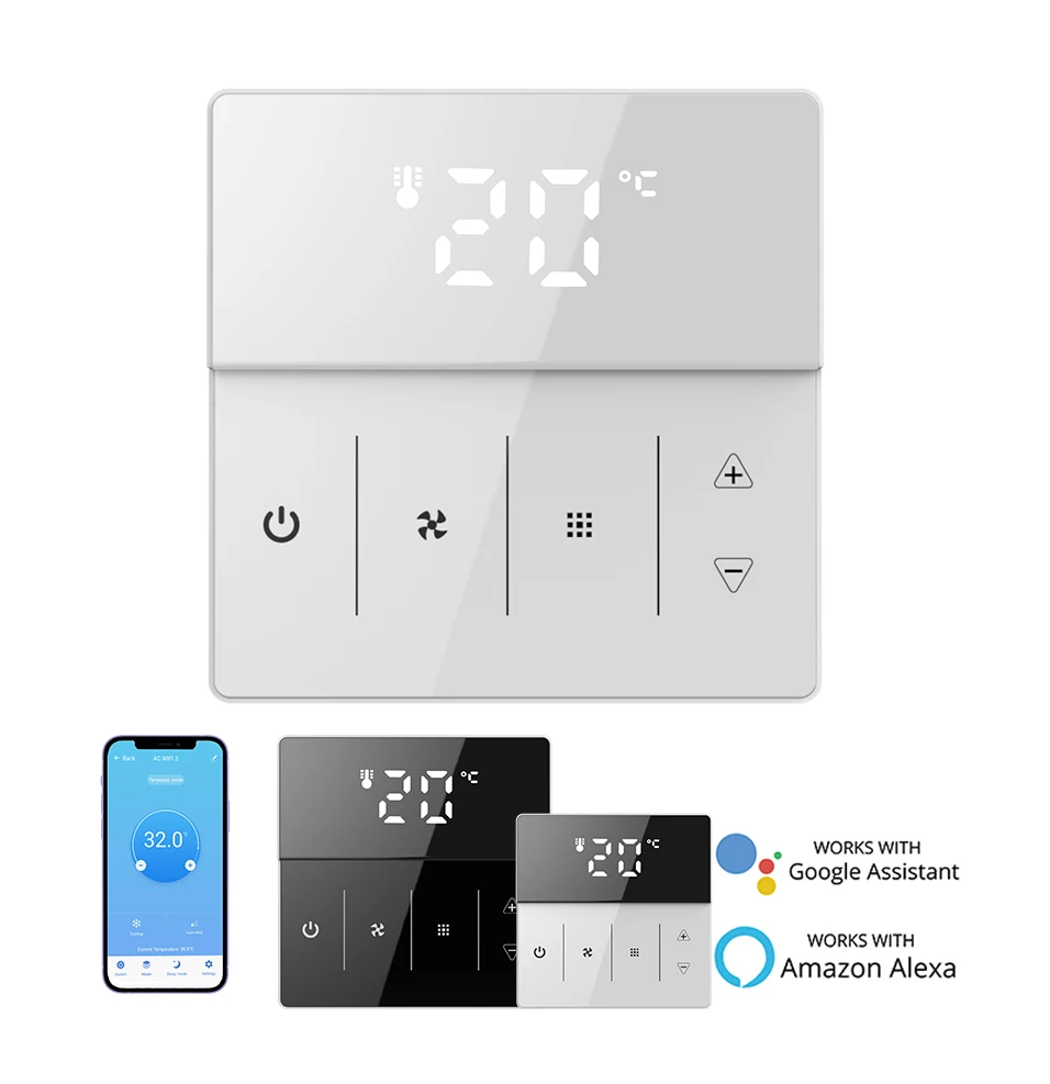 Умный Wi-Fi ZIGBEE TUYA блок катушки вентилятора 3 скорость система HVAC 4 термостат для охлаждения труб цифровой кондиционирования воздуха