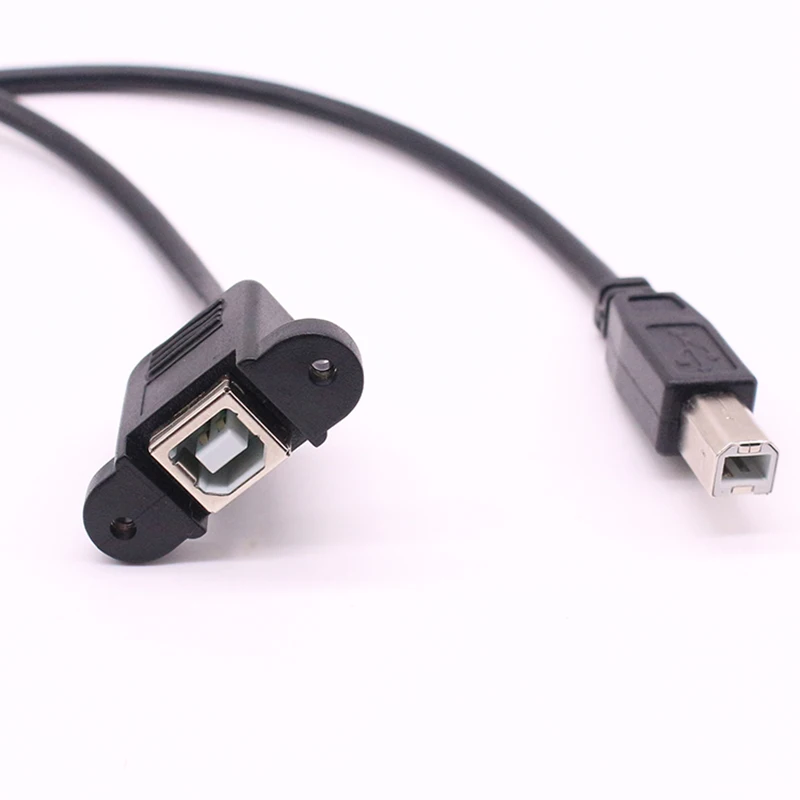 Удлинительный кабель для передачи данных 30 см USB 2,0 Тип B штекер-гнездо M/F Панельное крепление для шнура принтера с винтовым отверстием
