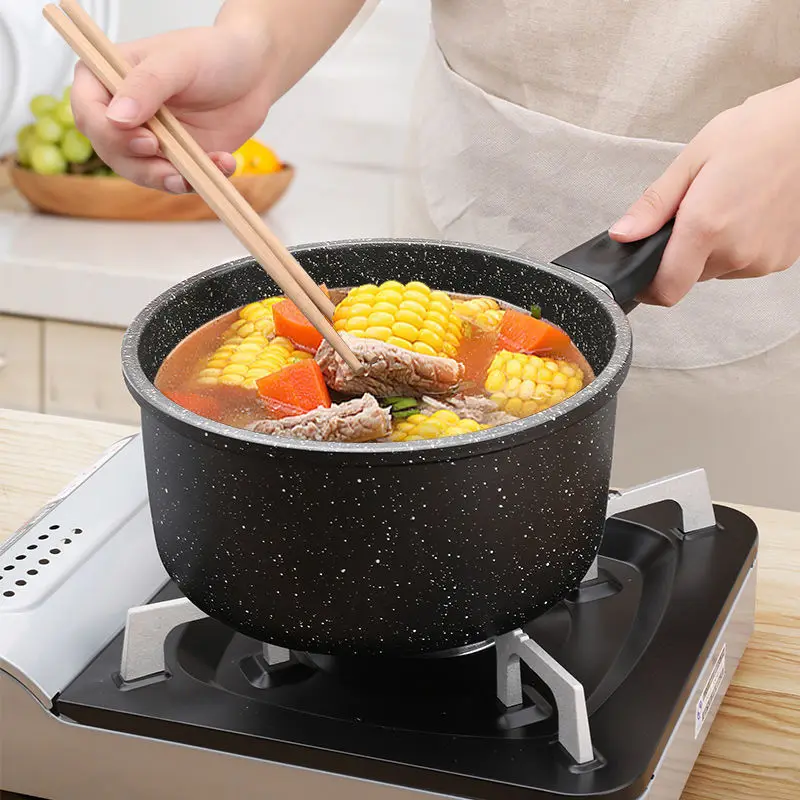 Small Non-Stick Household Cooking Pot for Instant Noodles Soup Frying or Baby Food Snow Flat Design for Wheat Rice Stone