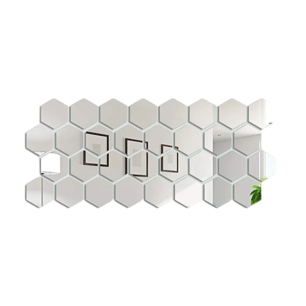 Manufacturer Decorative Hexagon Background Wall Splicing Self-Adhesive Full Body Piering Mirror