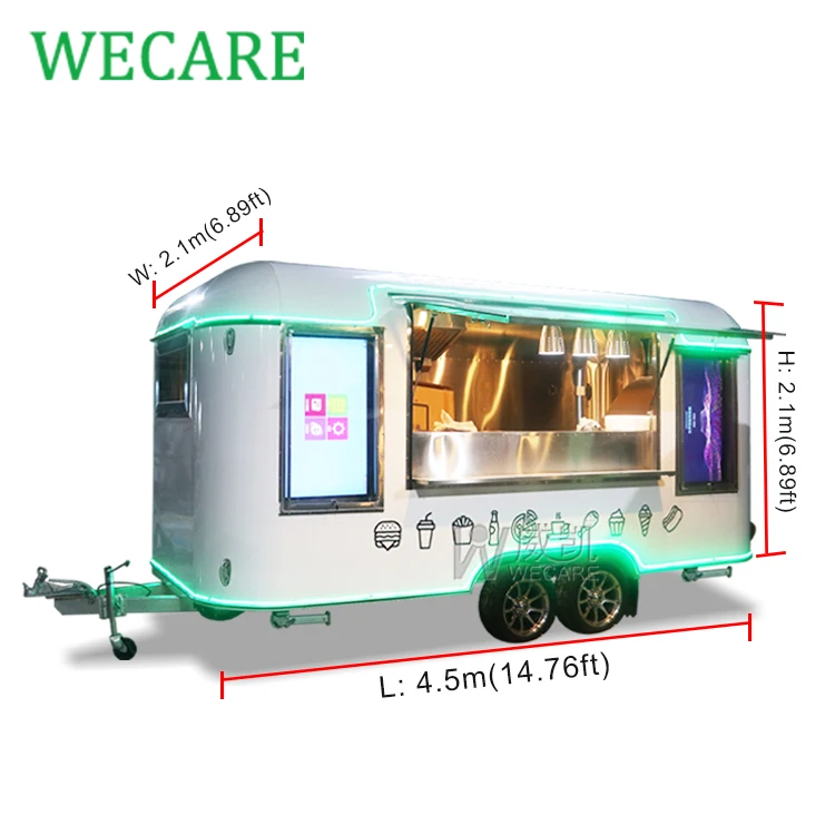 Wecare CE Certified Mobile Street Food Trailer/Food Van Trailer Hamburger Truck/Fast Ice Cream Trucks foodtruck for