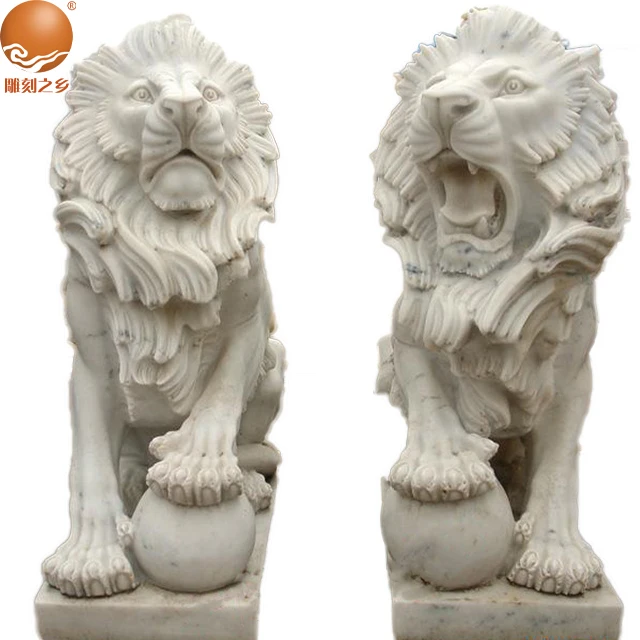 Hand carved marble statue life size lion statue outdoor lion statue for sale