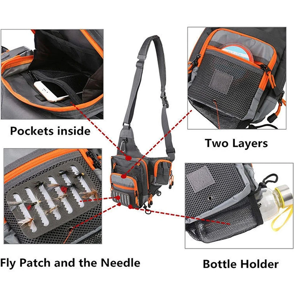 Fly Fishing Waist Pack Fly Fishing Sling Pack Adjustable Fishing Tackle Shoulder Bag (B07)