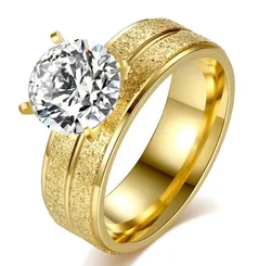 Hot Selling Personalized Four Claw Crystal Diamond Rings For Sale Cuff Stylish Finger Rings Mens Titanium Steel Rings