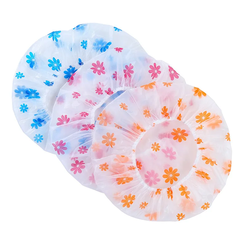 Waterproof EVA Plastic Shower Cap Elastic Reusable Bathing Hair Cap Beauty Salon Spa Shower Caps