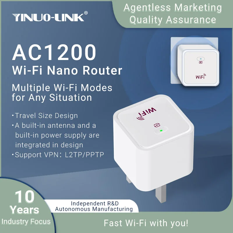 Mini WiFi5 Travel Router WiFi Nano Router Support Client/AP/Router/Repeater/Bridge/WISP Modes