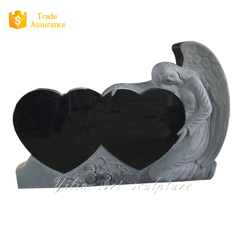 Black granite tombstone and monuments angel statue for grave
