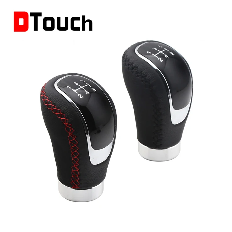Dtouch Car Shift Gear Knob Leather Boot with Black/Red Stitches  Universal Base Manual/Automatic Stick Lever Shifter