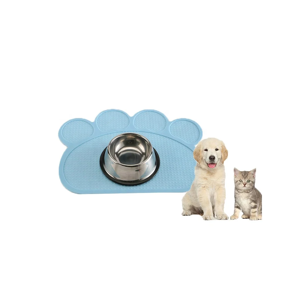 Paw Shape Large Size Pet Mat Non Slip Waterproof Puppy Dog Bowl Silicone Feeding