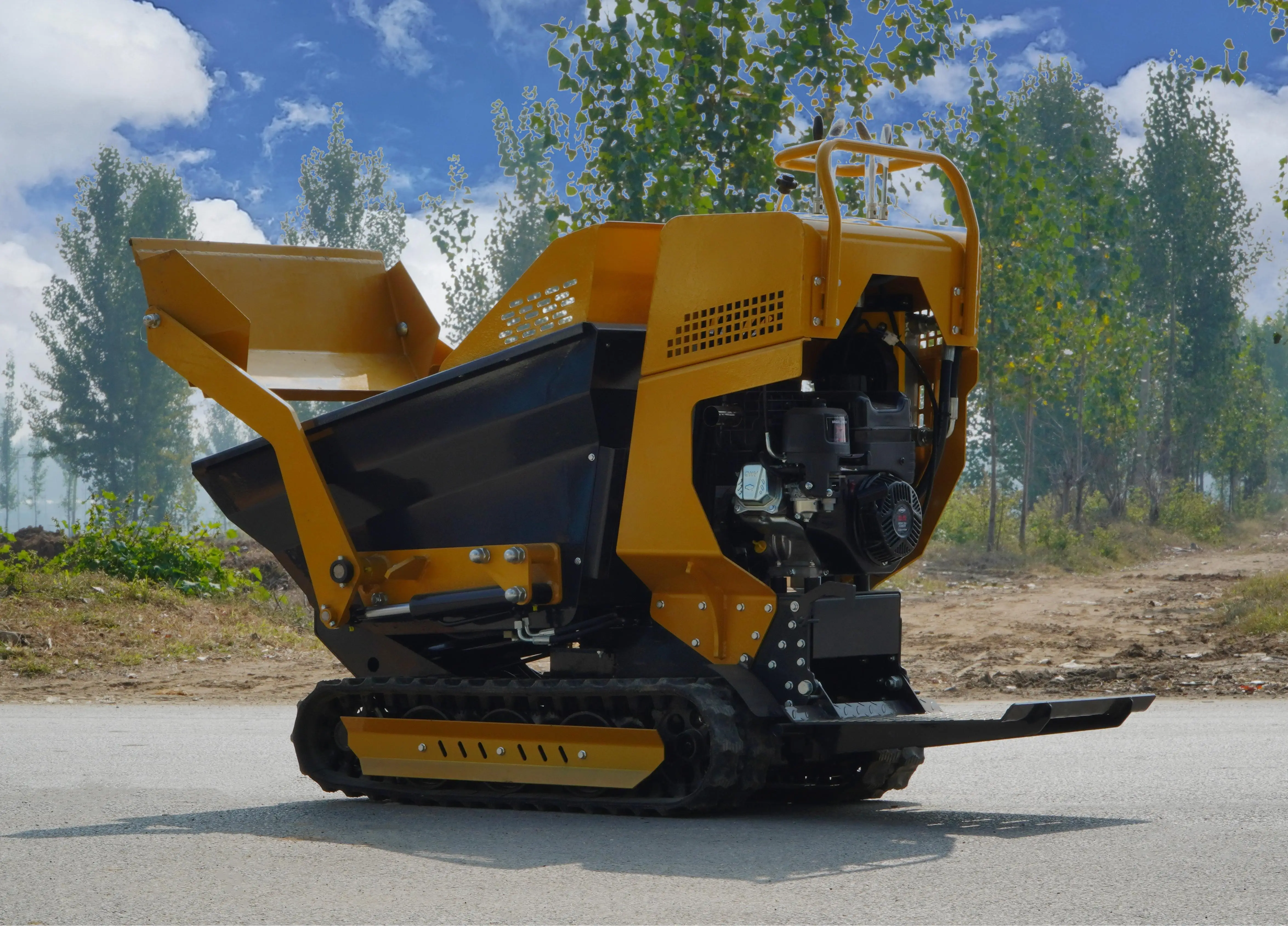 china best price 500KG  gasoline engine Mini Self Loading Track Dumper with Hydraulic Tipping for sale