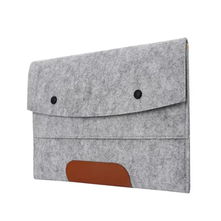 Custom Pure Color Simple Cheap Laptop Inner Bag Felt Bag Non-woven Laptop Sleeve With Magnet Button For Laptop, Ipad Kindle