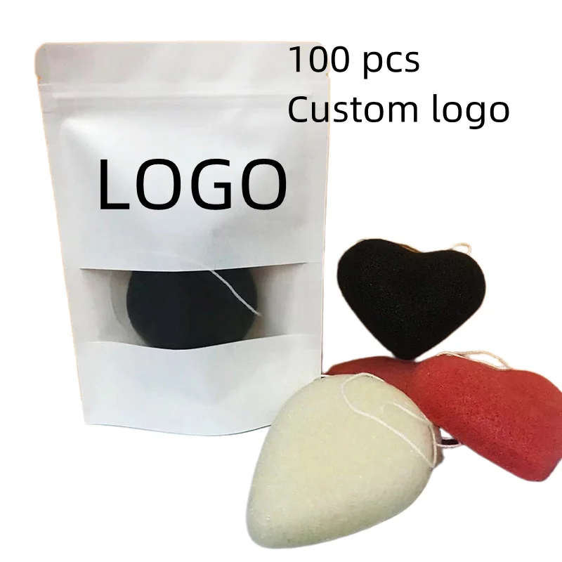 Hot Wholesale 100% Natural Konjac Facial Wash Cleaning Konjac Beauty Sponge with custom packaging