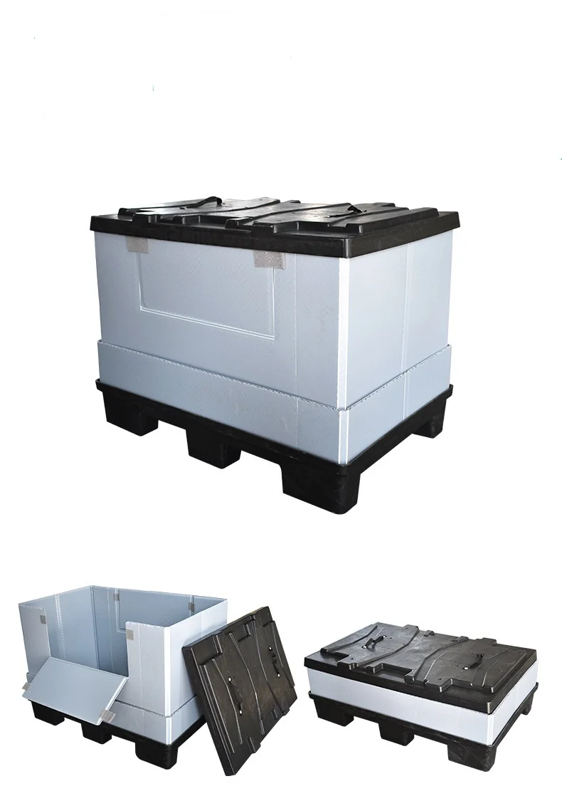 Автомобильные детали квадратная черная пластиковая Штабелируемая складная коробка для