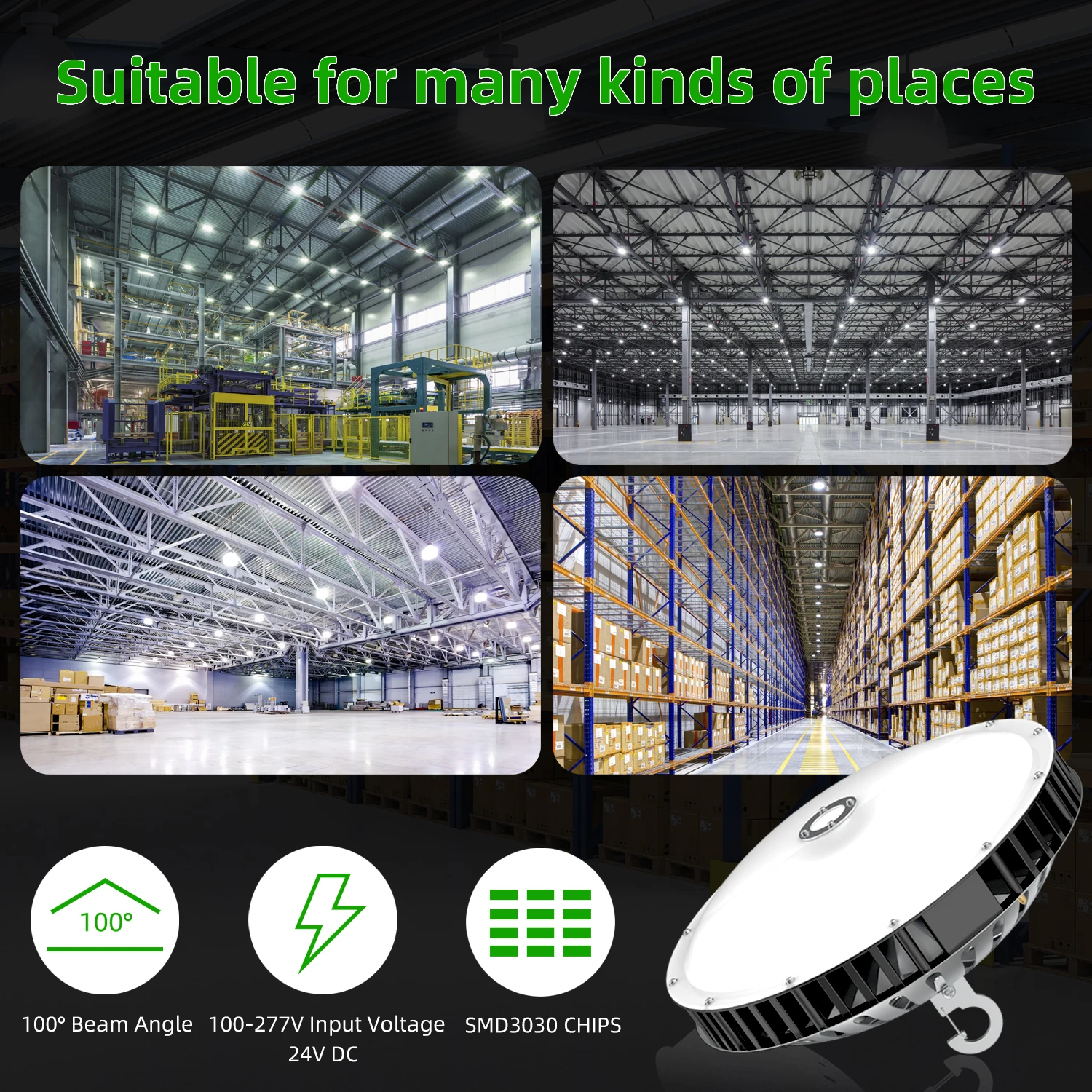 YouLumi Industrial Lighting 100-277V 100W 300W UFO Led High Bay Light for Warehouse