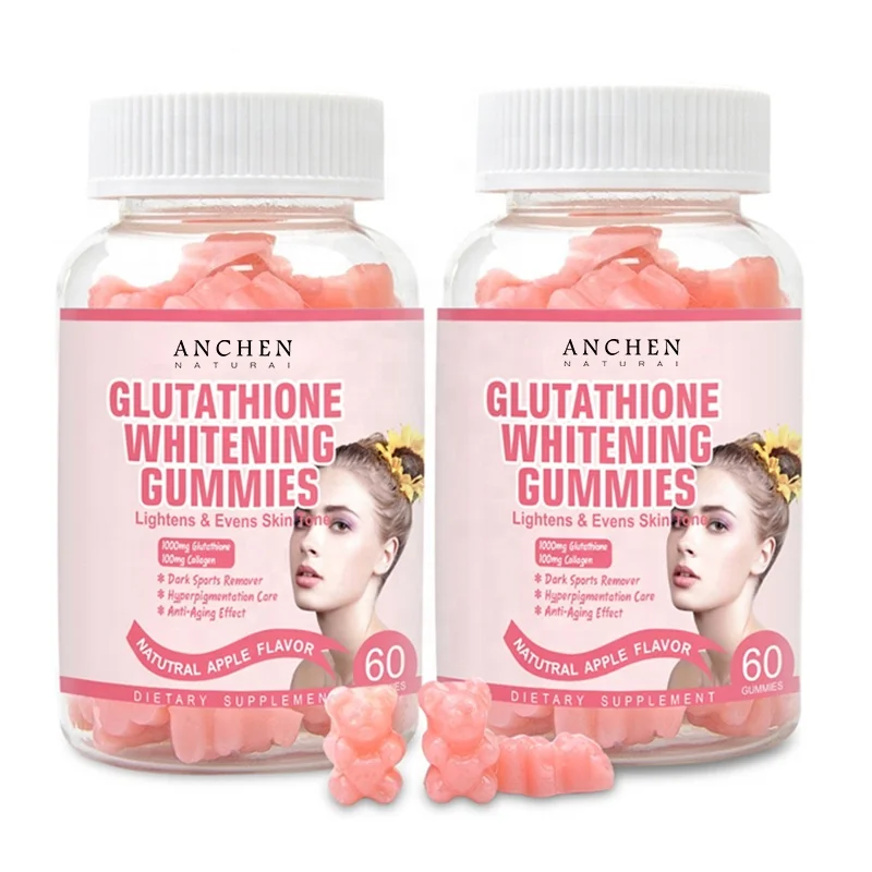 Private Labeling Natural Skin Whitening L-Glutathione Gummies With Collagen Light And Skin Tone Food Supplement 60 Counts