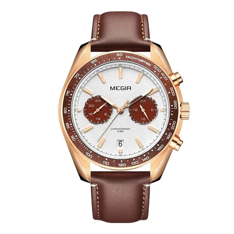 Quartz Watches MEGIR 8407 Fashion Sapphire Glass Dial Wristwatch  Business Chronograph Watch for men  Waterproof