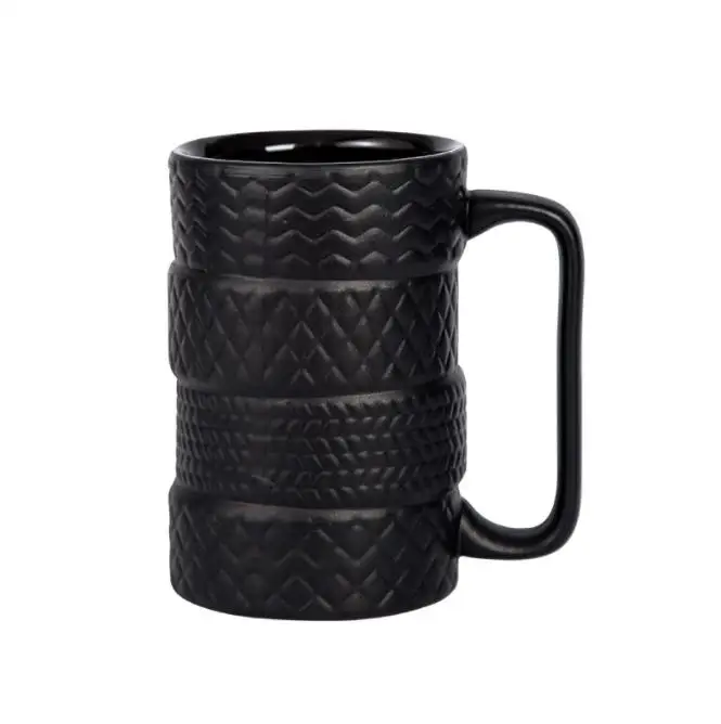 Sublimation  Large Capacity Ceramic Mug New Fancy Mug Ceramic Tire Mug
