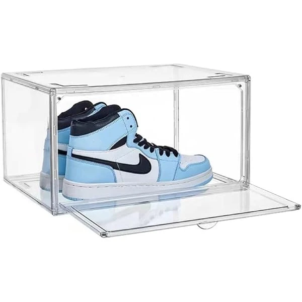 Plastic Clear Beautiful Acrylic Air Jordan Magnetic Display Shoe Box Stackable Acryl Football Shoe Box Magnet with Lid