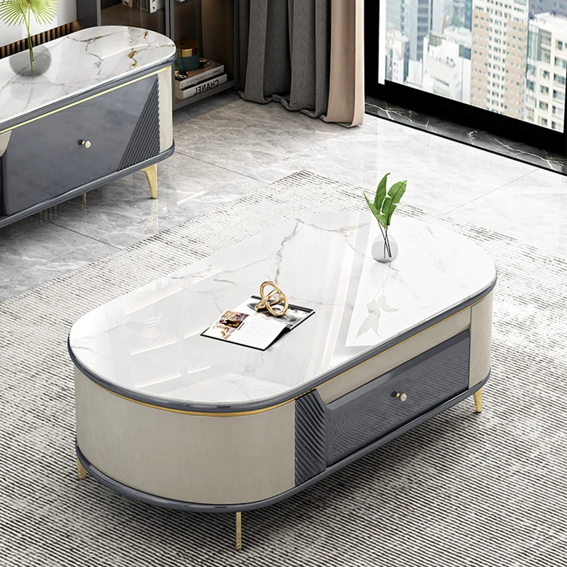 Hot Sale Marble Top Nordic Minimalist Living Room Negotiation Marble Tv Stand And Coffee Table