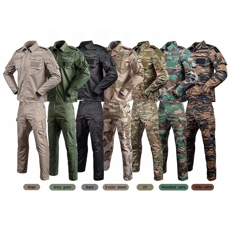 Military Tactical Mens Hunting Combat BDU Uniform Suit Muti-Pocket Long Sleeve Shirt And Pants Digital Acu Military Uniform