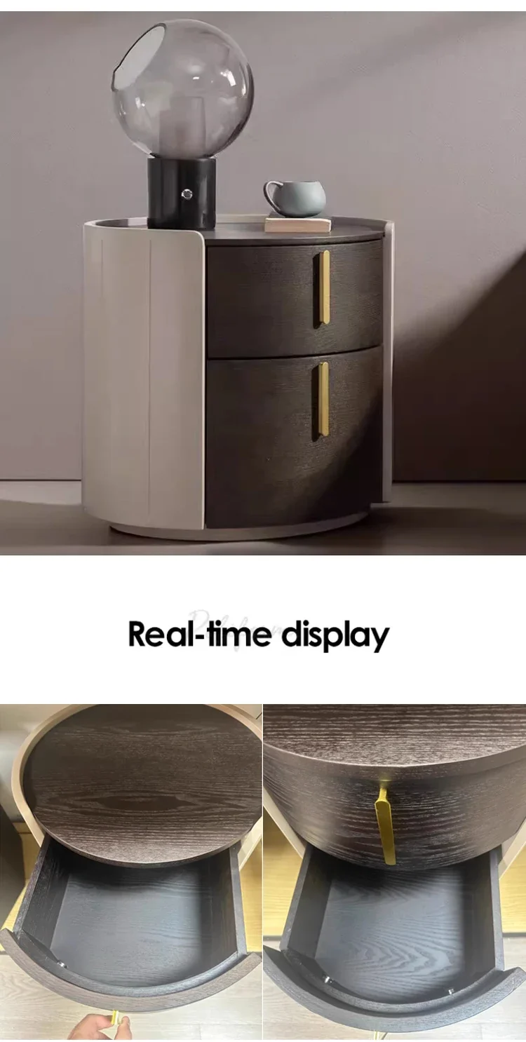 Atunus Italian Modern Minimalist Bedroom Side Table Furniture Temper Glass Top Wooden Structure Night Stand