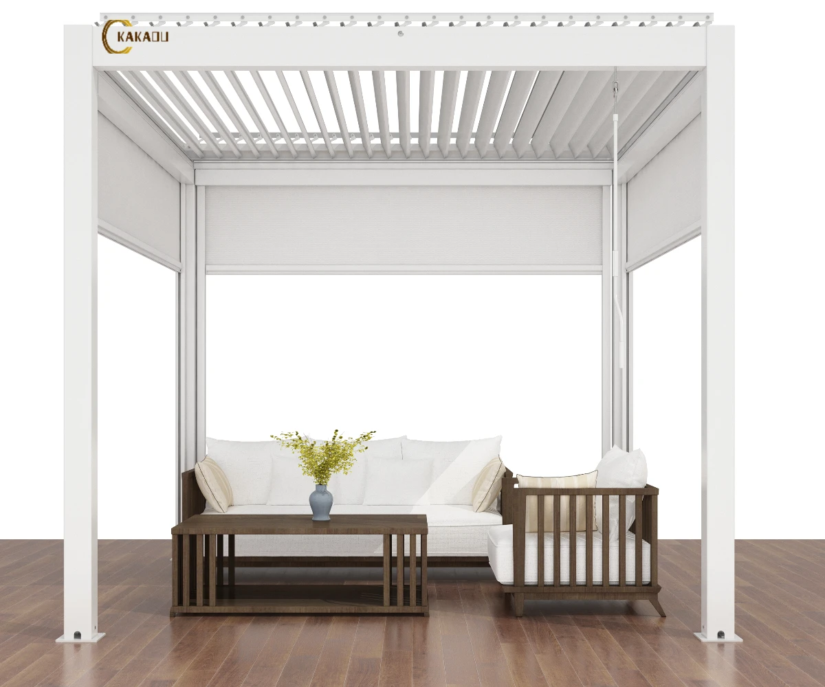 KAKADU 694-140 Outdoor Aluminum Pavilion with Louver Roof Beautiful Exterior Pergolas and Gazebos for Outdoor Use