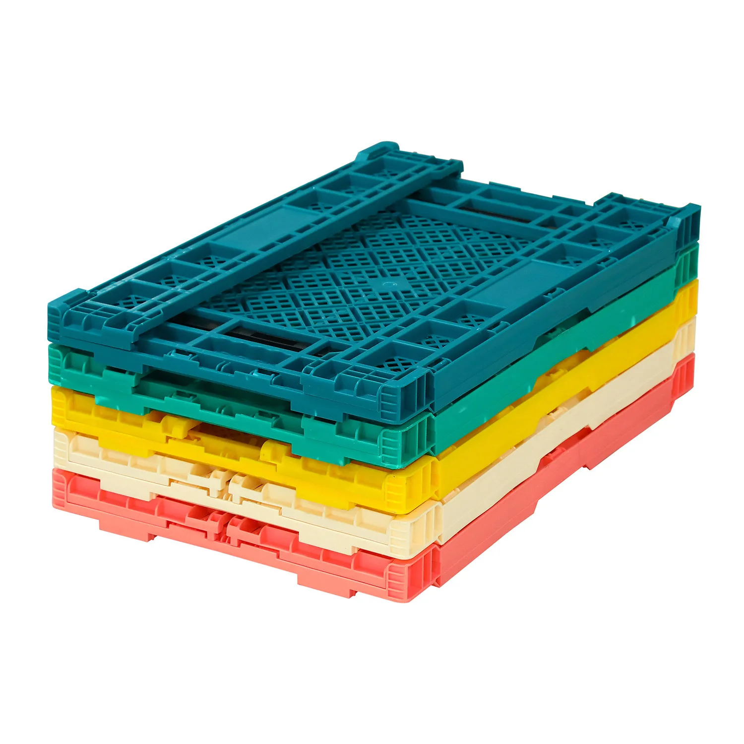 Colorful Collapsible Crate Multi function Turnover Basket Plastic Folding Turnover Crate for Fruit and Vegetable