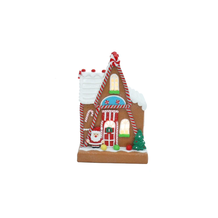 Custom Multicolour Battery-Operated Candy LED Gingerbread House Tabletop Decorations Christmas Ornaments