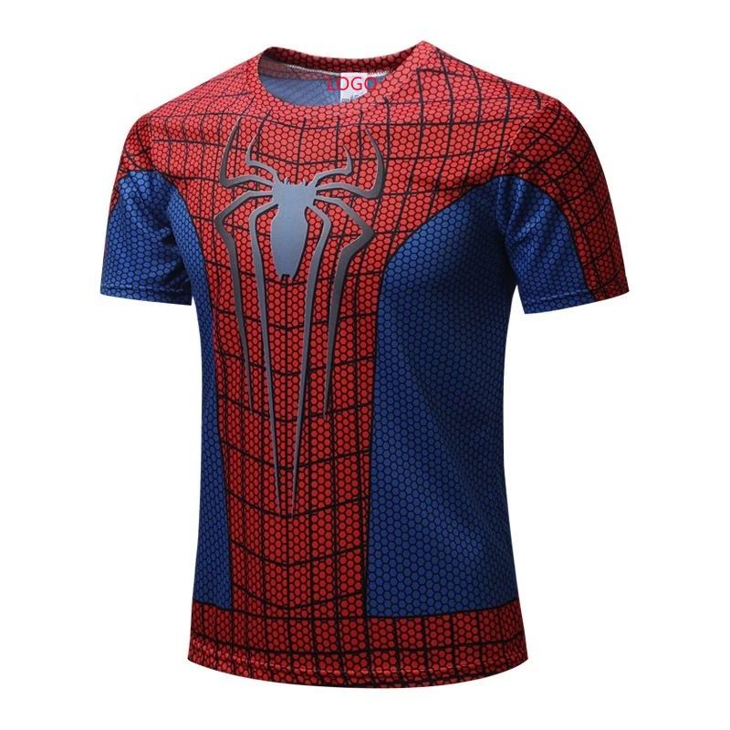 Manufacture custom design  high quality casual wear Tshirt Spider-man Spiderman MAVEL skinny men