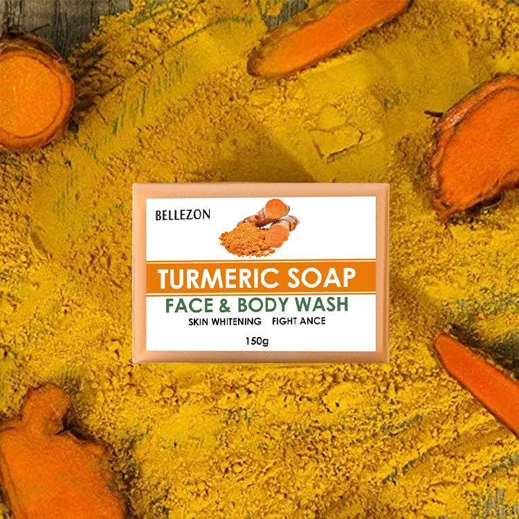 Face Body Turmeric Soap Private Label Anti Acne Brightening Natural Turmeric Soap