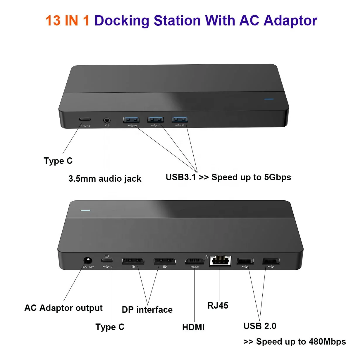 America Best Popular 13 In 1 Type C DP Docking Station For laptop