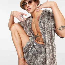Custom quick dry beach shorts all-over snake print retro mens surf swim trunks summer board shorts