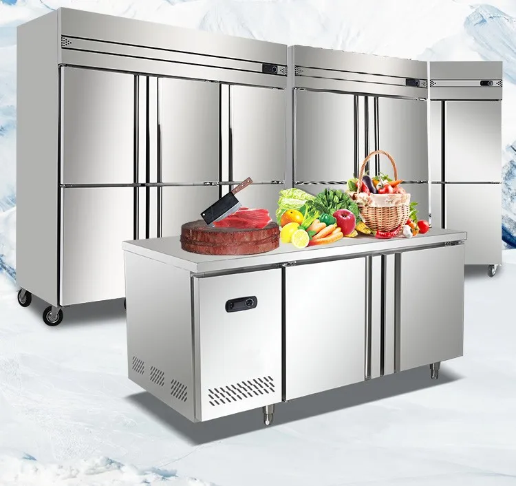commercial vertical Freezer Commercial 6 Doors Refrigerators Freezers Stainless Steel Kitchen
