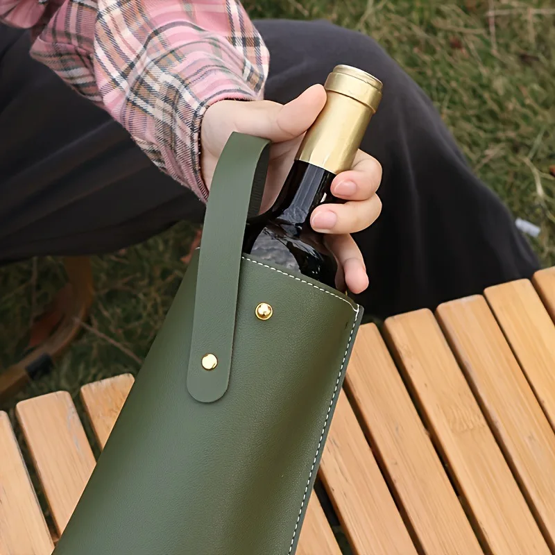 Leather Red Wine Packaging Bag Leather Handbag Carrier Bottle Protection Bag Gift Red Wine Bag