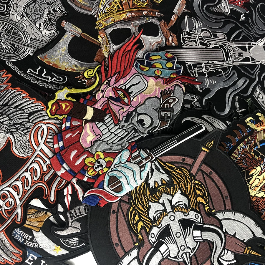 Skull Top Hat Spade Jacket Back Patch Emblem Biker Vest Punk Rockabilly Applique Iron On