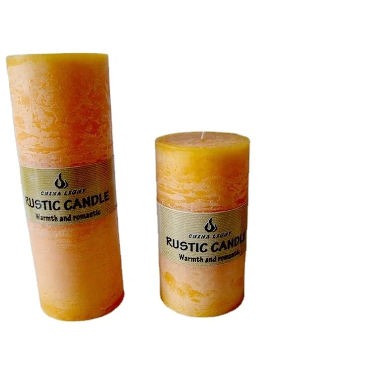 2023 hot selling Paraffin wax rustic pillar candle for decoration wedding