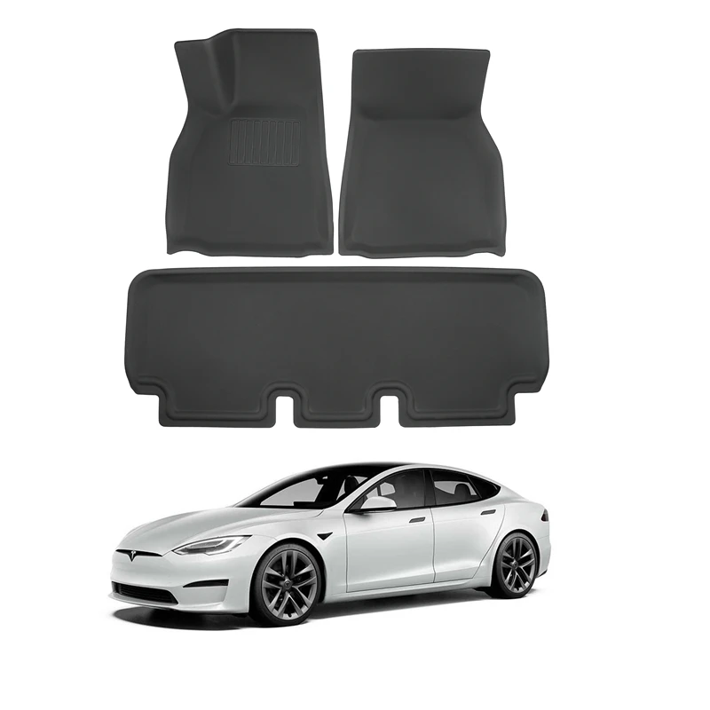 Tesla Model S Floor Mats 3D Full Set Liners All-Weather Anti-Slip Waterproof car mat for 2022 2021 Model S