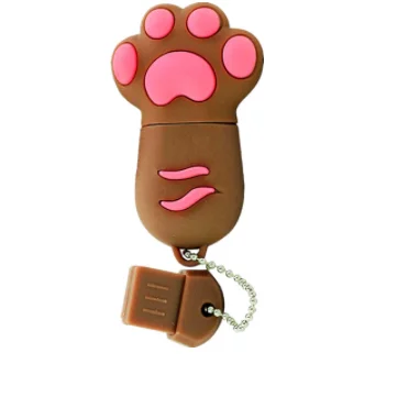 
Cartoon Cat paw USB flash Drive 4GB 8gb 16gb Pen drive 32GB USB Stick Flash Drive 64GB 128GB Flash USB pendrive with Key Chain 