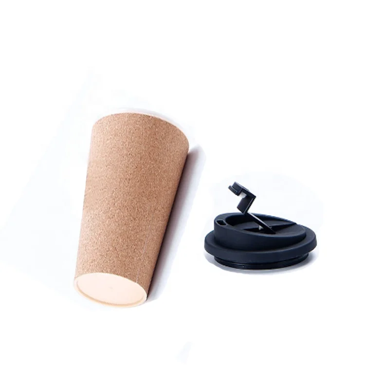 Eco Friendly Cork Cup Biodegradable Coffee Cup With Cover Customize Logo
