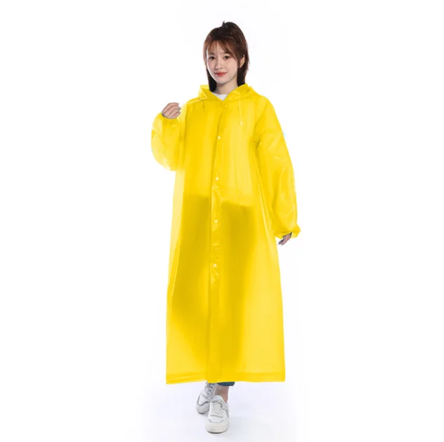 EVA Women Long Rain Coat With Hat Ladies Waterproof Adults Cheap Raincoat