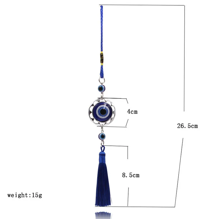 Hollow out blue glass round peach heart Turkiye evil eyes tassel car hanging alloy personality hanging decorations